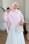 Rodri Tül Modal Kumaş Asimetrik Kesim Bluz- Pembe