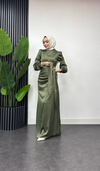 Roya Model Yandan Bağlamalı Saten Abiye-Haki