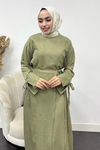 Sofya Keten Eteği Bağlamalı Takım-Haki