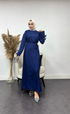 Sofya Keten Eteği Bağlamalı Takım-Lacivert