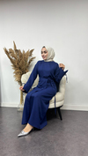 Sofya Keten Eteği Bağlamalı Takım-Lacivert