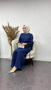 Sofya Keten Eteği Bağlamalı Takım-Lacivert