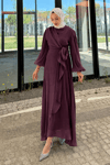 Yandan Bağlamalı Jan Jan Abiye -Mürdüm
