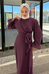 Yandan Bağlamalı Jan Jan Abiye -Mürdüm