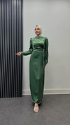 Yandan Bağlamalı Saten Abiye-Yeşil