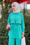 Yazlık Krep Kumaş Gömlek Pantolon Takım - Mint Yeşili