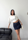 Asimetrik Denim Mini Lacivert Etek