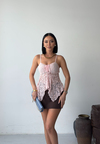 Askılı Dantel Pembe Crop