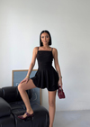 Askılı Şortlu Mini Siyah Elbise