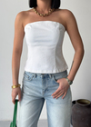 Beyaz Straplez Peplum Crop