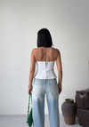 Beyaz Straplez Peplum Crop