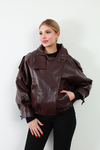Bomber Deri Ceket Bordo