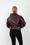 Bomber Deri Ceket Bordo