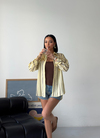 Çizgili Oversize Sarı Gömlek