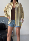 Çizgili Oversize Sarı Gömlek