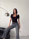 Dantel Detaylı U Yaka Basic Siyah Body