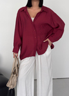 Düşük Omuzlu Oversize Bordo Gömlek 
