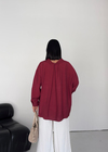 Düşük Omuzlu Oversize Bordo Gömlek 