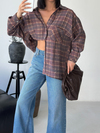 Ekose Desen Oversize Gömlek