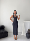 Fit Form Midi Kot Elbise Lacivert