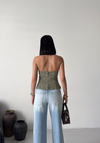 Haki Straplez Peplum Crop