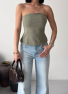 Haki Straplez Peplum Crop