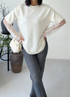 Kolları Dantel Detay Oversize Tshirt Beyaz