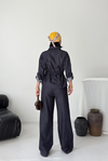 Kordon Detaylı Lacivert Denim Takım