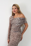 Leopar Şifon Elbise