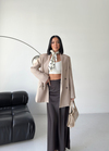 Oversize Blazer Ceket Koyu Bej