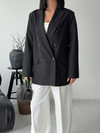 Oversize Kruvaze Blazer Ceket Siyah