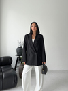 Oversize Kruvaze Blazer Ceket Siyah