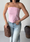 Pembe Straplez Peplum Crop