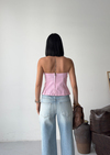 Pembe Straplez Peplum Crop