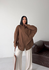 Poplin Oversize Kahverengi Gömlek