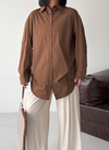 Poplin Oversize Kahverengi Gömlek