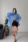 Poplin Oversize Mavi Gömlek