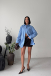 Poplin Oversize Mavi Gömlek
