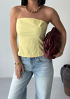 Sarı Straplez Peplum Crop