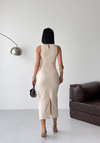 Slim Fit Midi Bej Elbise