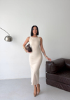 Slim Fit Midi Bej Elbise