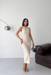 Slim Fit Midi Bej Elbise