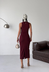 Slim Fit Midi Bordo Elbise