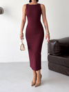 Slim Fit Midi Bordo Elbise