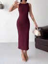 Slim Fit Midi Bordo Elbise