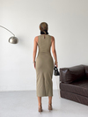 Slim Fit Midi Haki Elbise   