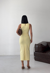 Slim Fit Midi Sarı Elbise