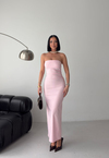 Straplez Midi Pembe Elbise