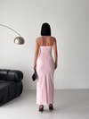 Straplez Midi Pembe Elbise