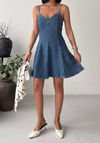 Tencel Karışımlı Mini Kot Elbise Mavi